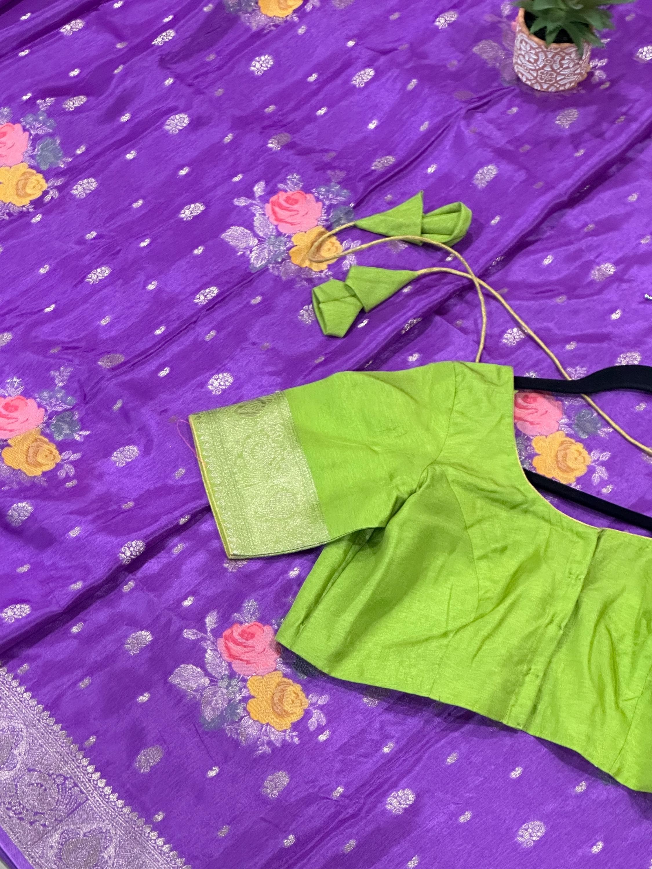 Chinon Mashru Silk Saree With Stitched blouse — view 5
