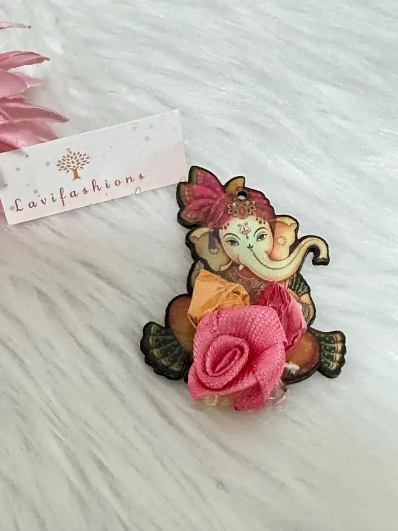 Ganesha Door Hanger Return Gift | Indian Wedding Favor | Haldi Kumkum Potli Bag | Diwali Gift Set — view 3