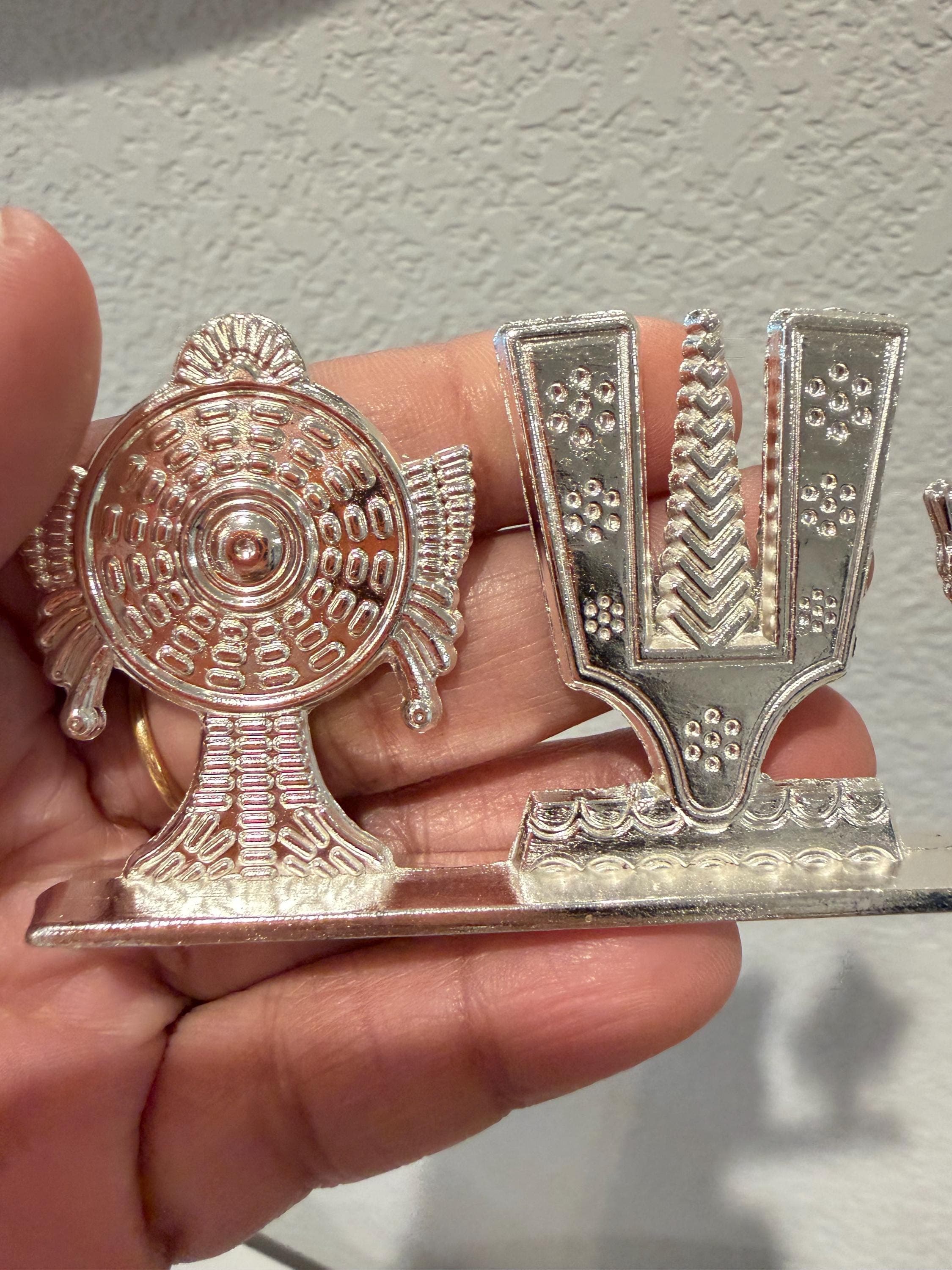 Shanku Chakra Namam Metal Idol Pack | Venkateswara Symbol, Pooja Decor, Return Gift — view 2