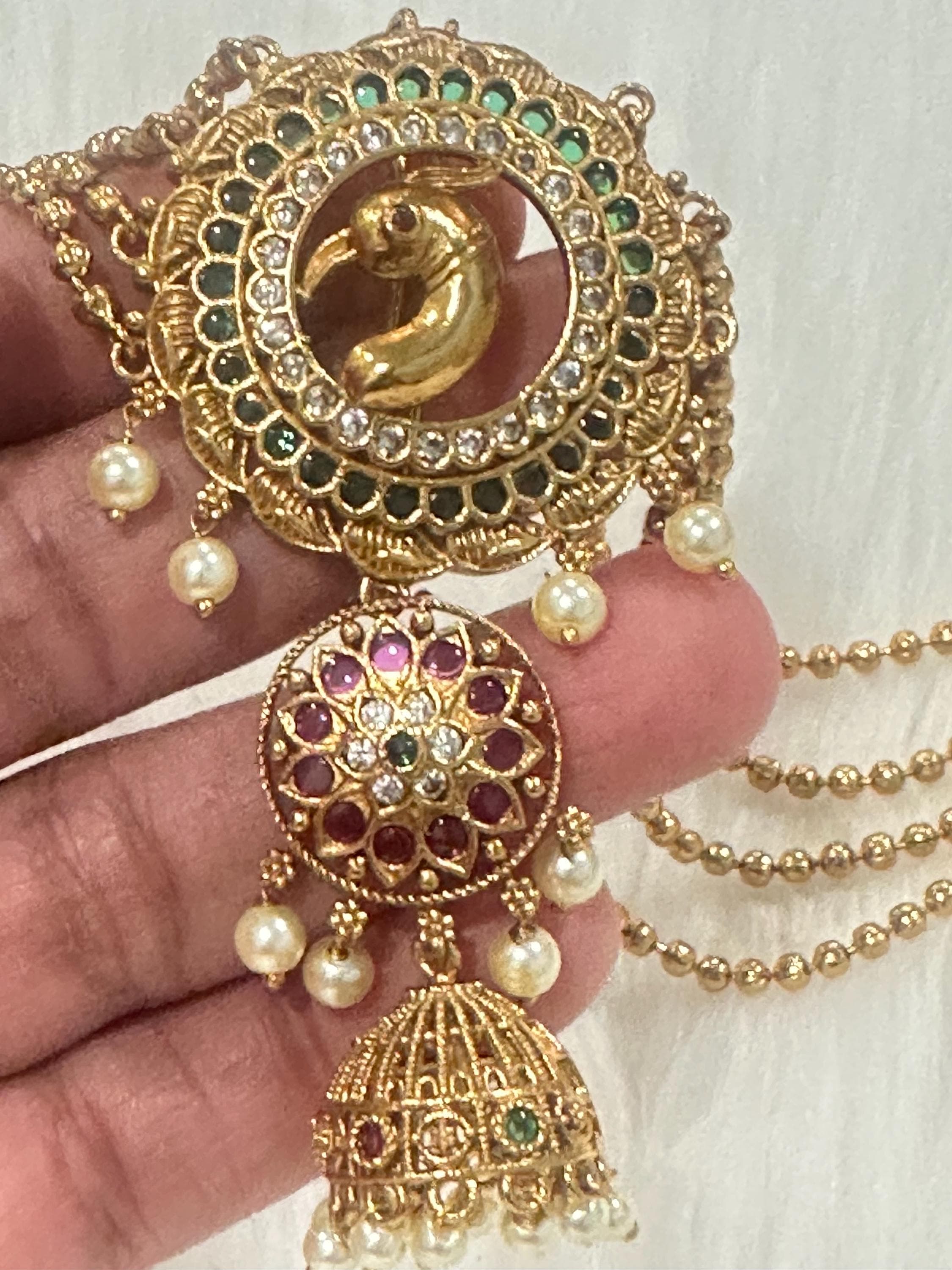 Three Layered Pearl Hair Brooch: Juda Pin, Bun Billa, Rakodi — view 6