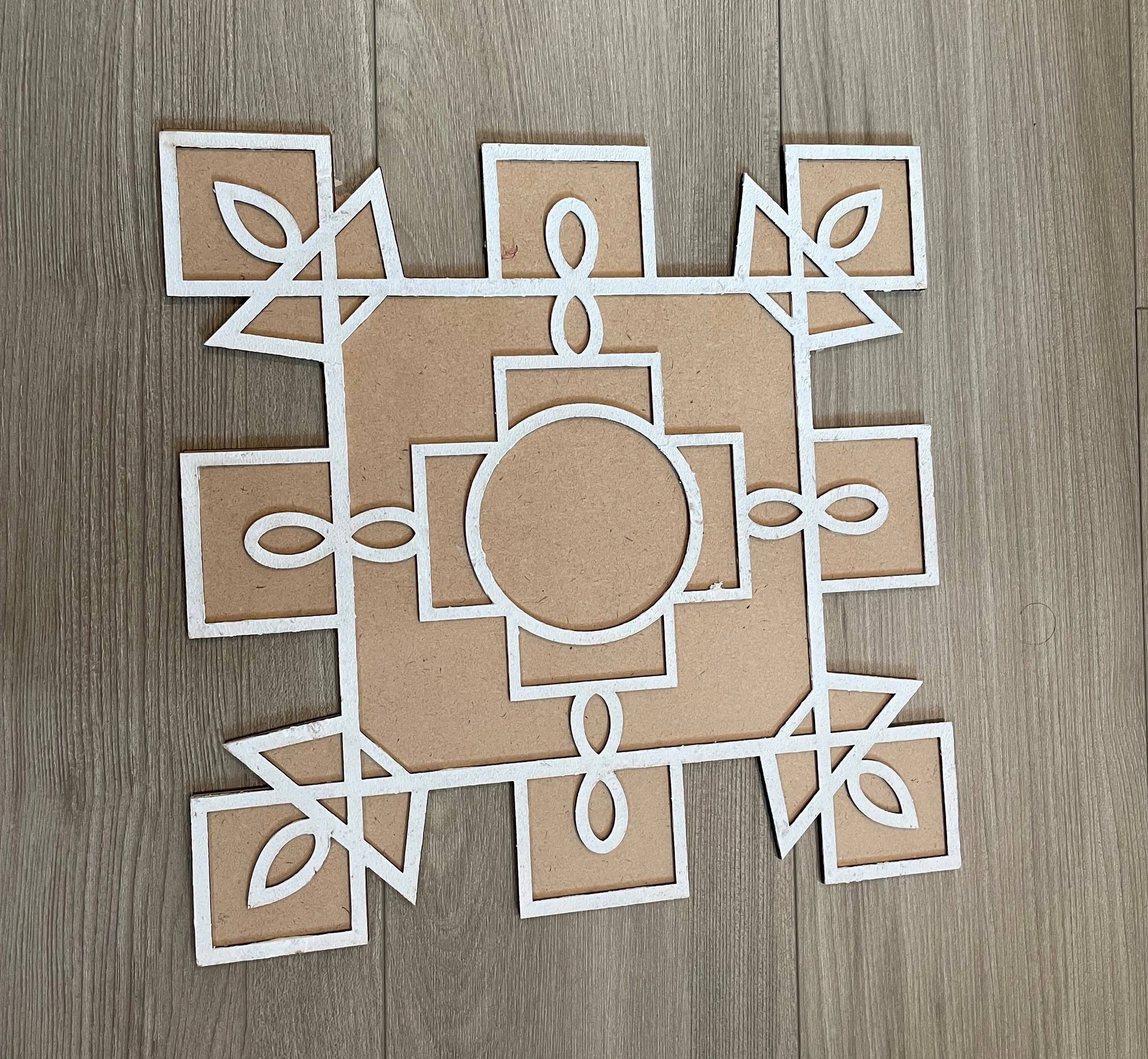 12" MDF Rangoli Base for Home Decor, Rangoli Decoration, Muggu Entryway Accent — view 1