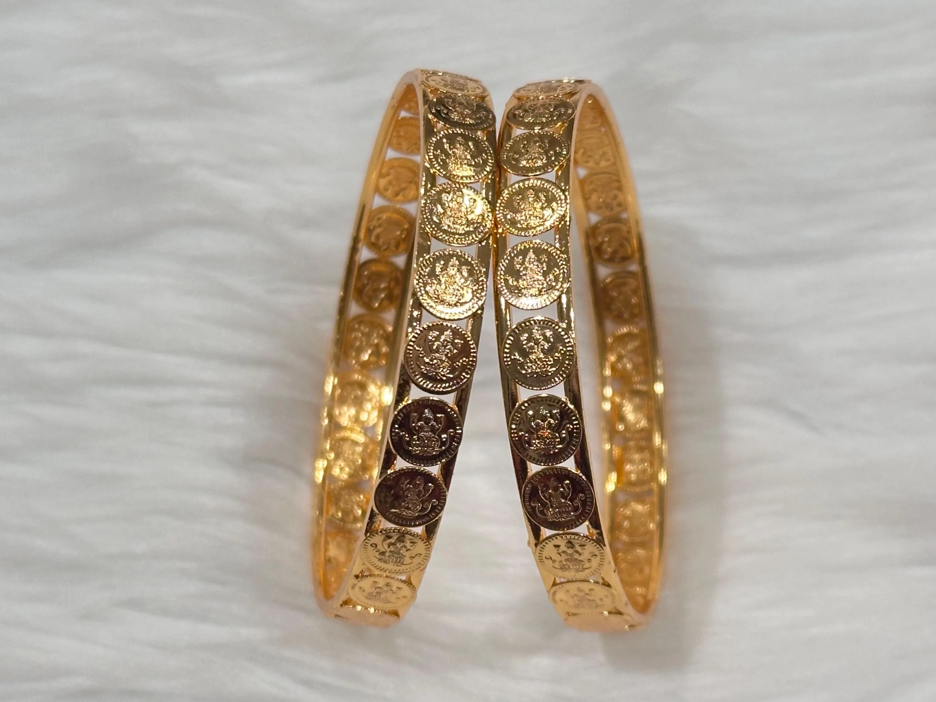 Gold Plated Goddess Laxmi Bangles | Traditional Indian Jewelry (Set of 2) — view 4