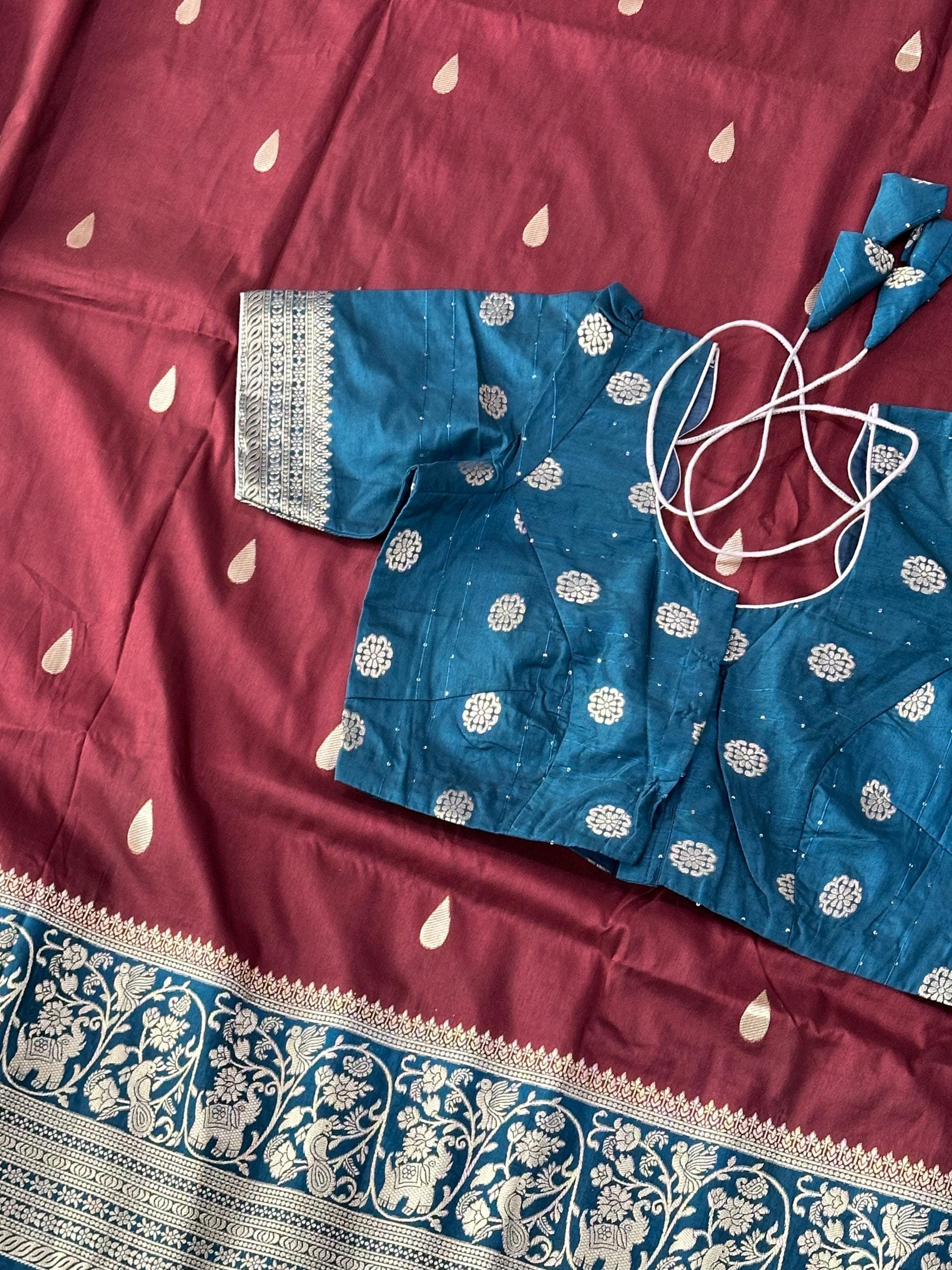 Banarasi Raw Mango Saree with Raindrop Design | Soft Fabric | Festive, Wedding, Party Wear | Traditional Indian Saree — view 7