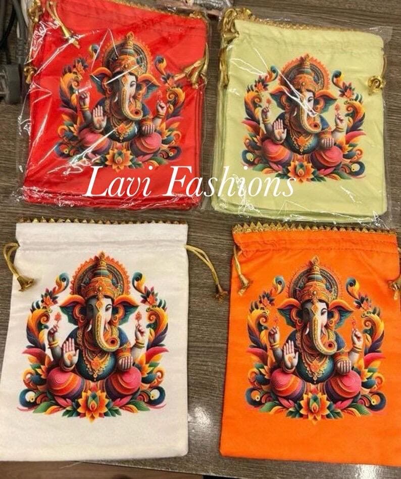 Ganesha Return Gift Combo USA | Haldi Kumkum Holder + Box + Potli Bag | Indian Wedding Favor Bulk | Ganesh Chaturthi Gift | Thamboolam — view 9