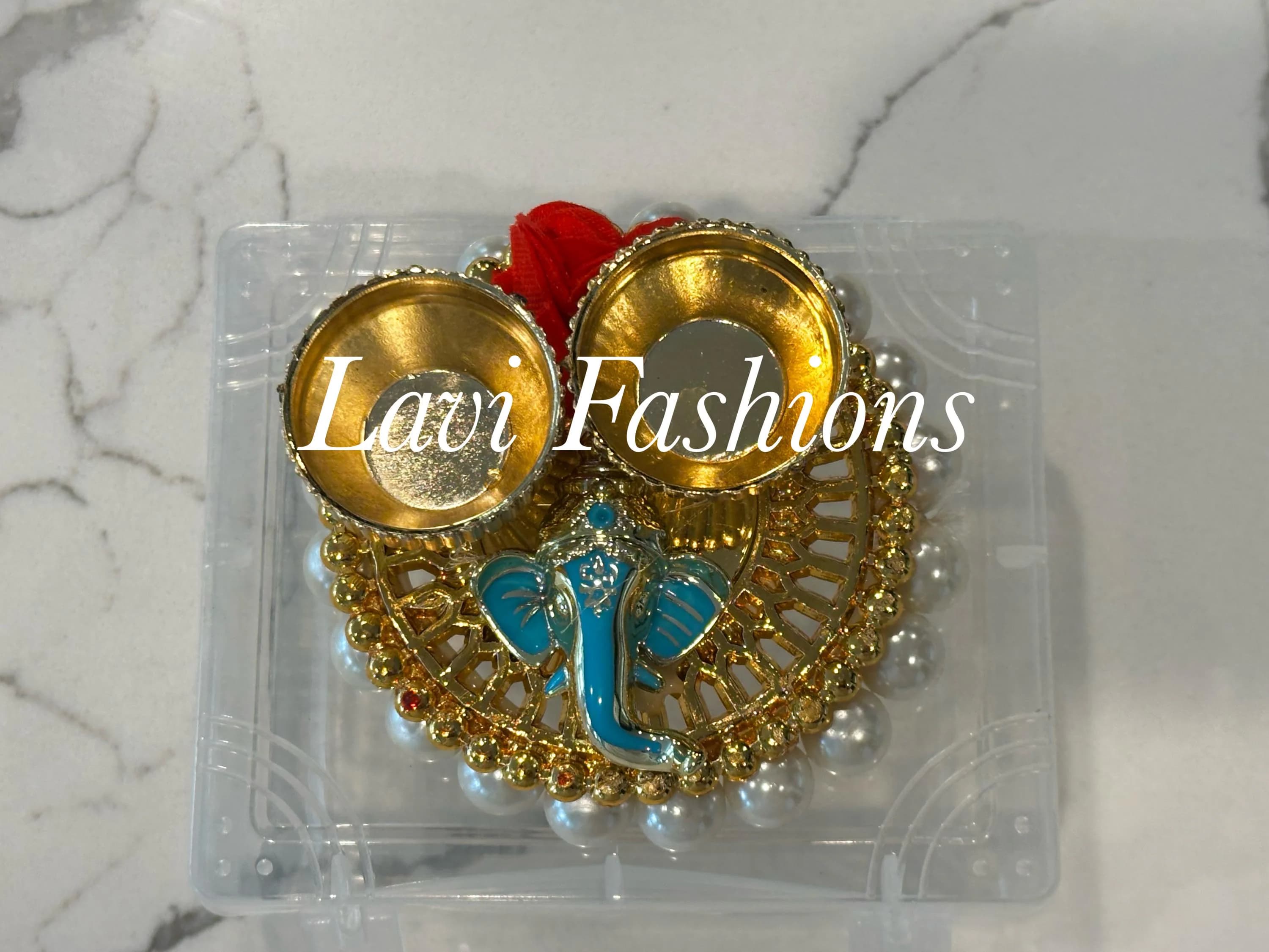 Ganesha Haldi Kumkum Holder | Indian Ethnic Haldi Thamboolam Favor (3" Boxed) — view 2