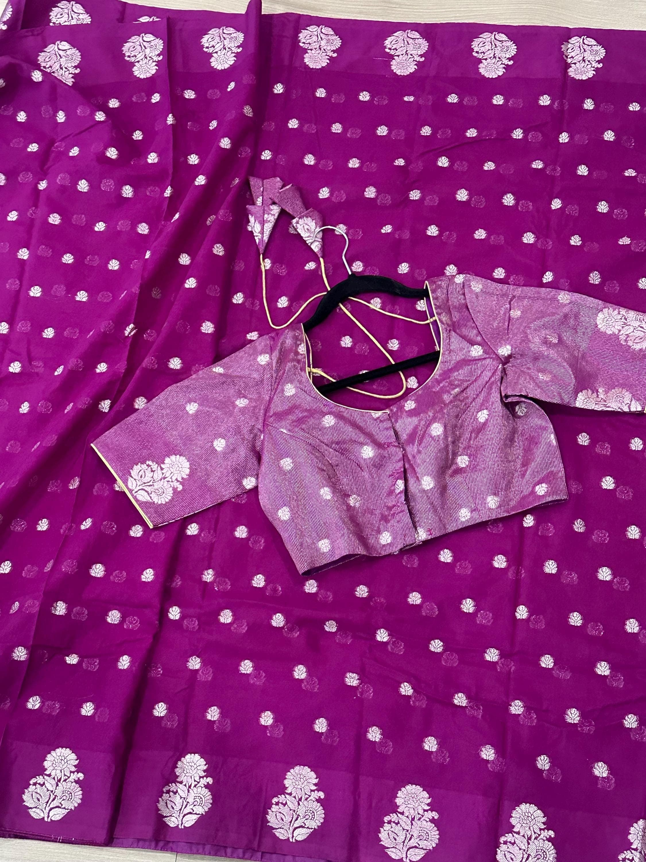 Banarasi Raw Mango Silk Saree With Stitched Blouse — view 7