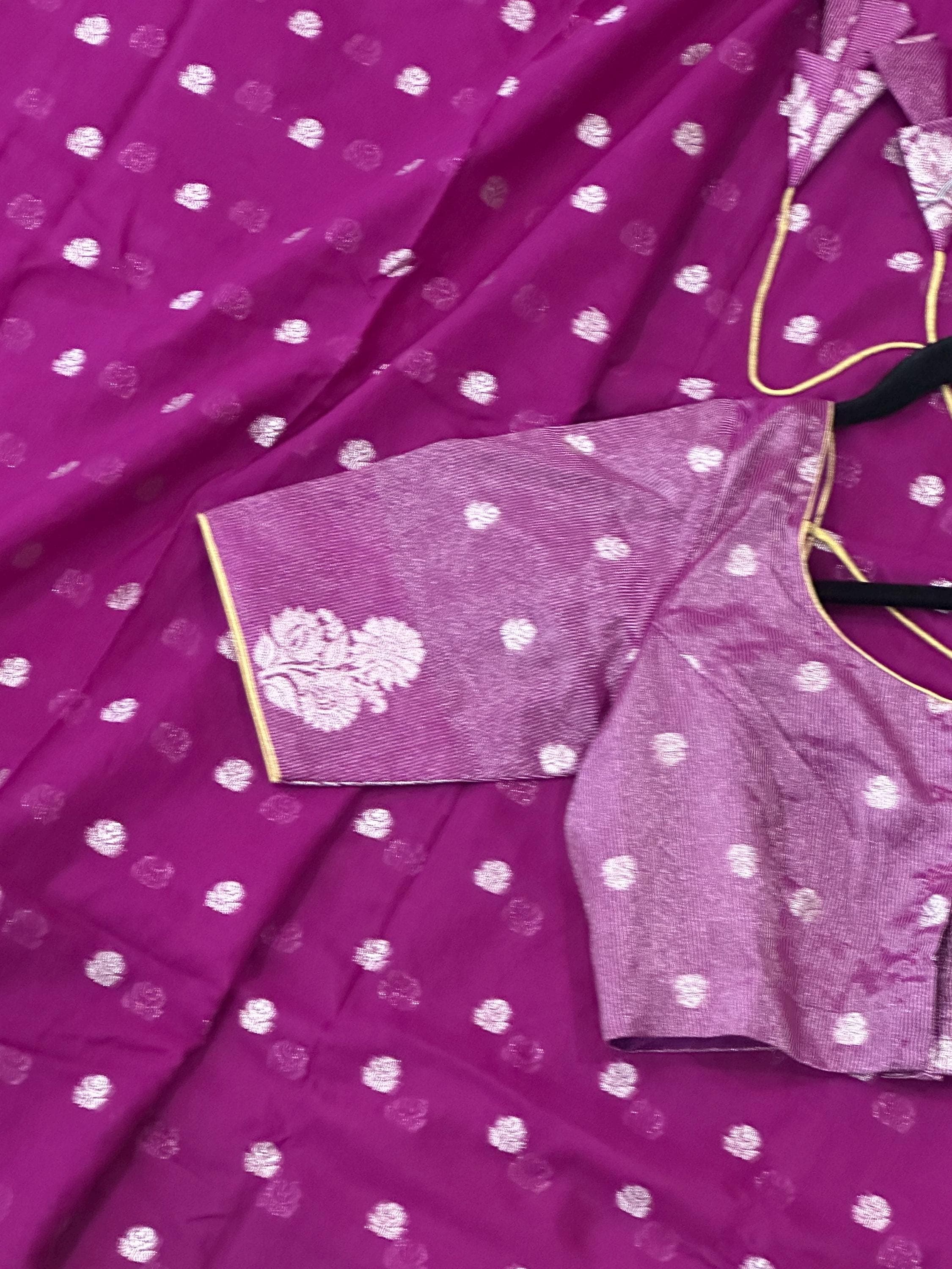 Banarasi Raw Mango Silk Saree With Stitched Blouse — view 6