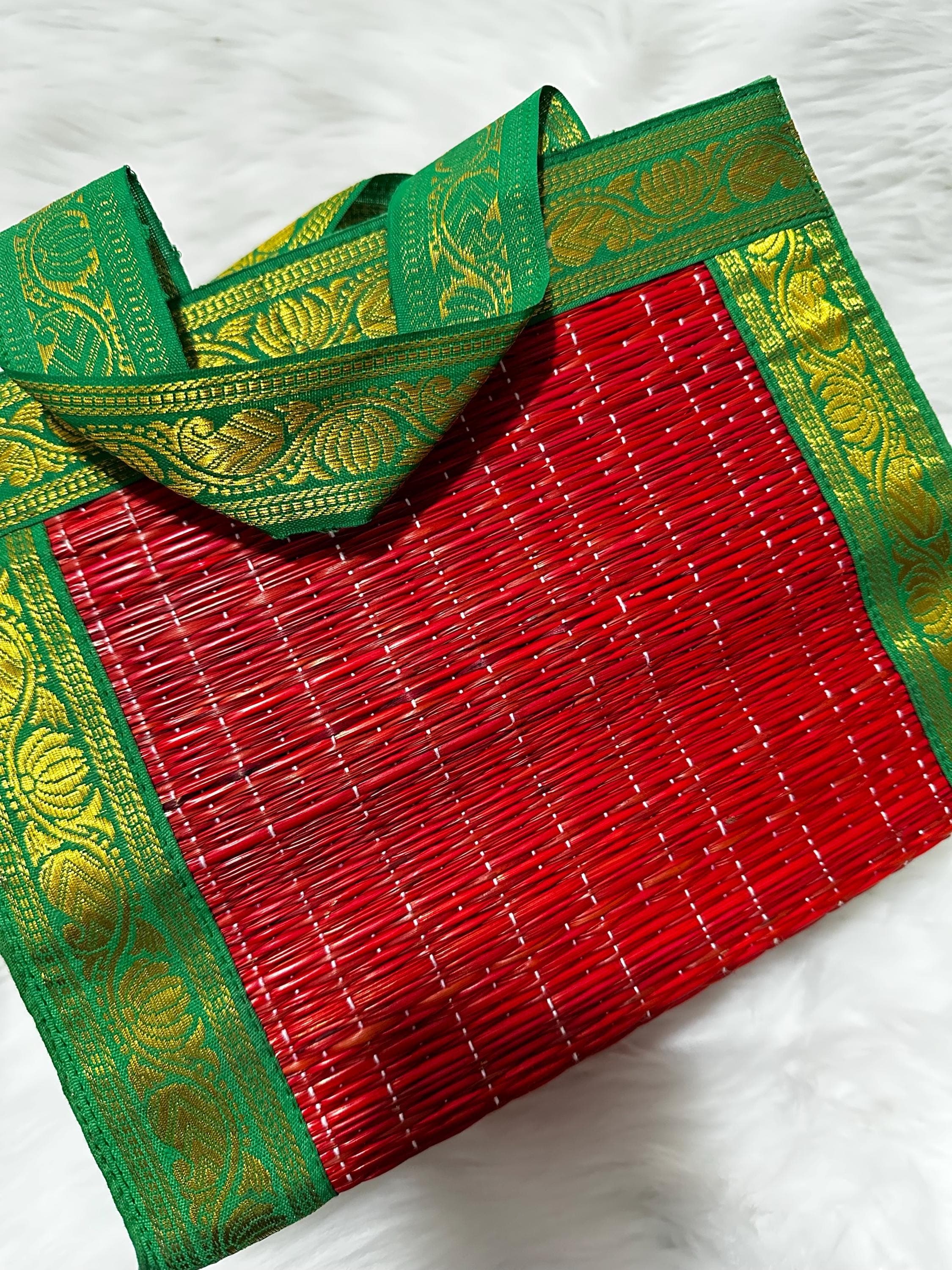 Korai Grass Thamboolam Bags Pack Of 5 | Eco-Friendly Wedding Favor Pooja Gift Bags Pack — view 6