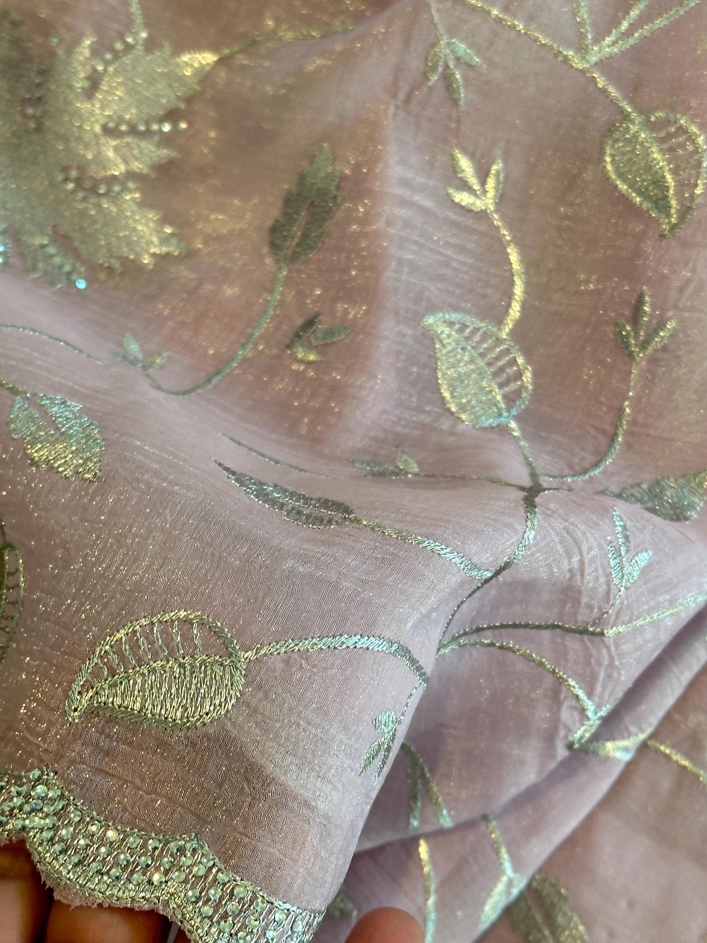 Pastel Pink Designer Saree with Silver Embroidery Work | Party Wear Saree — view 4