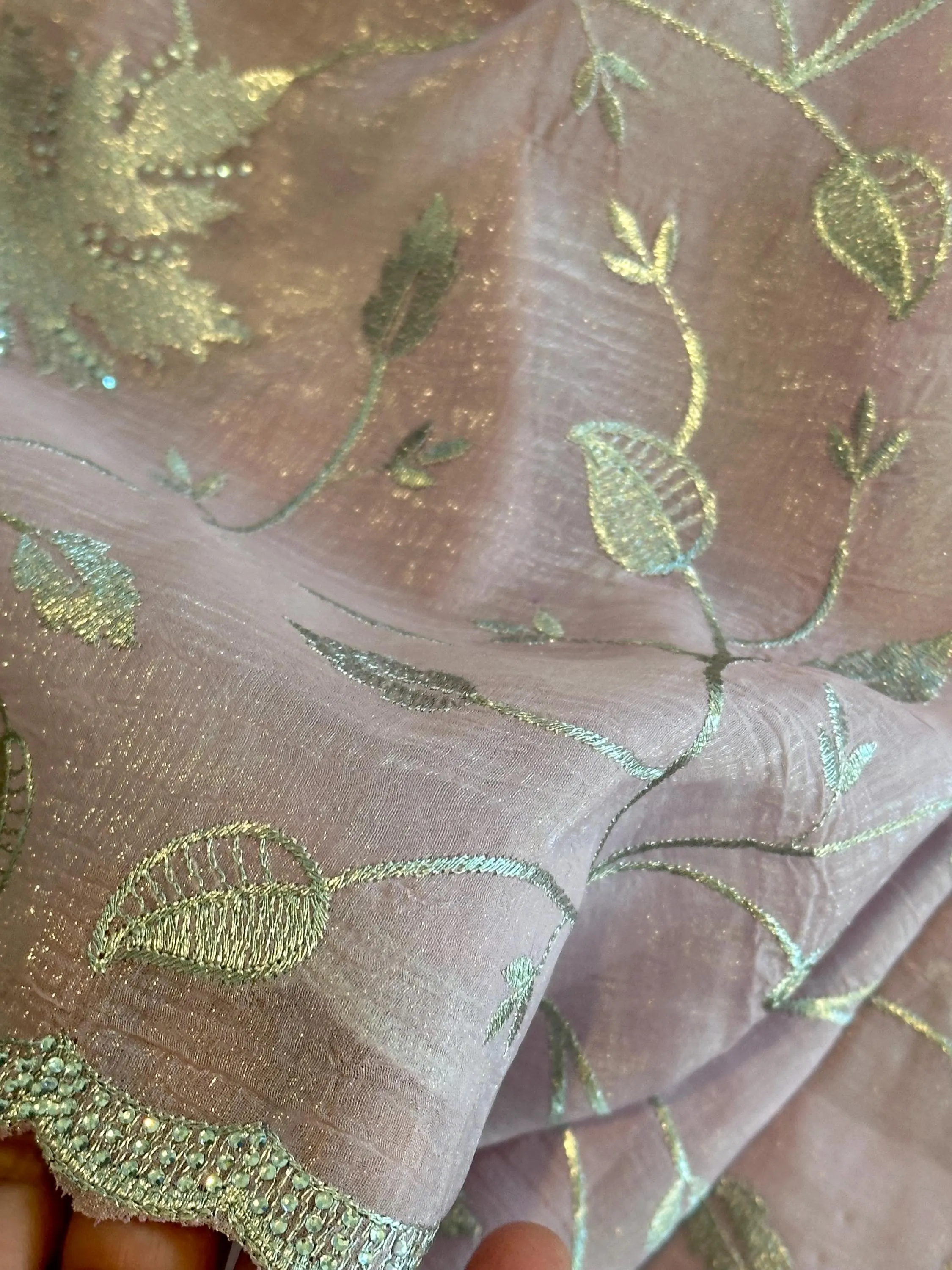 Pastel Pink Designer Saree with Silver Embroidery Work | Party Wear Saree — view 4