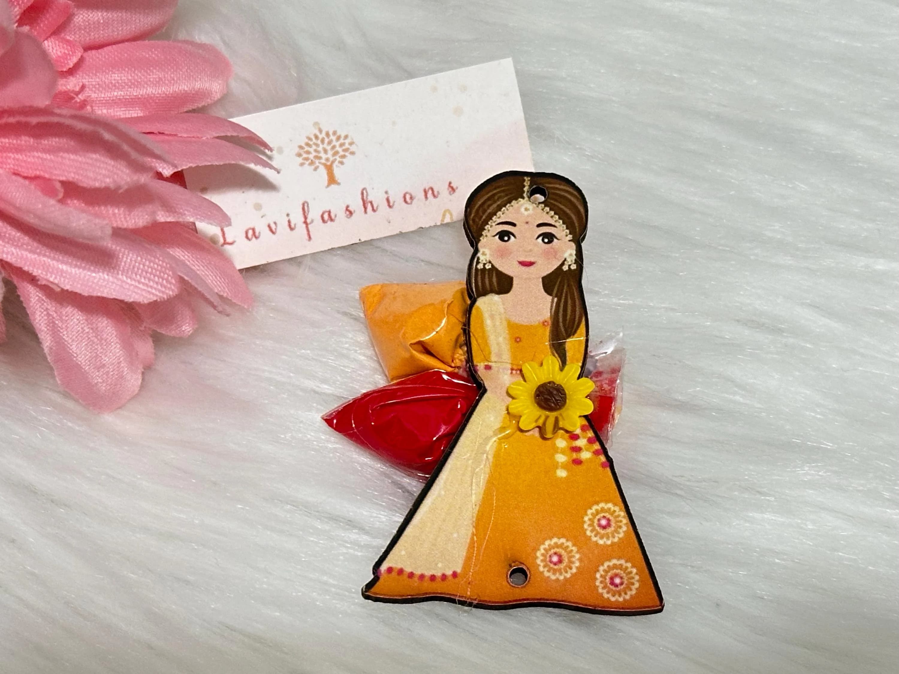 Girl Doll Pasupu Kumkum Packets | Elephant Design Thamboolam Return Gift (Pack of 1) — view 2