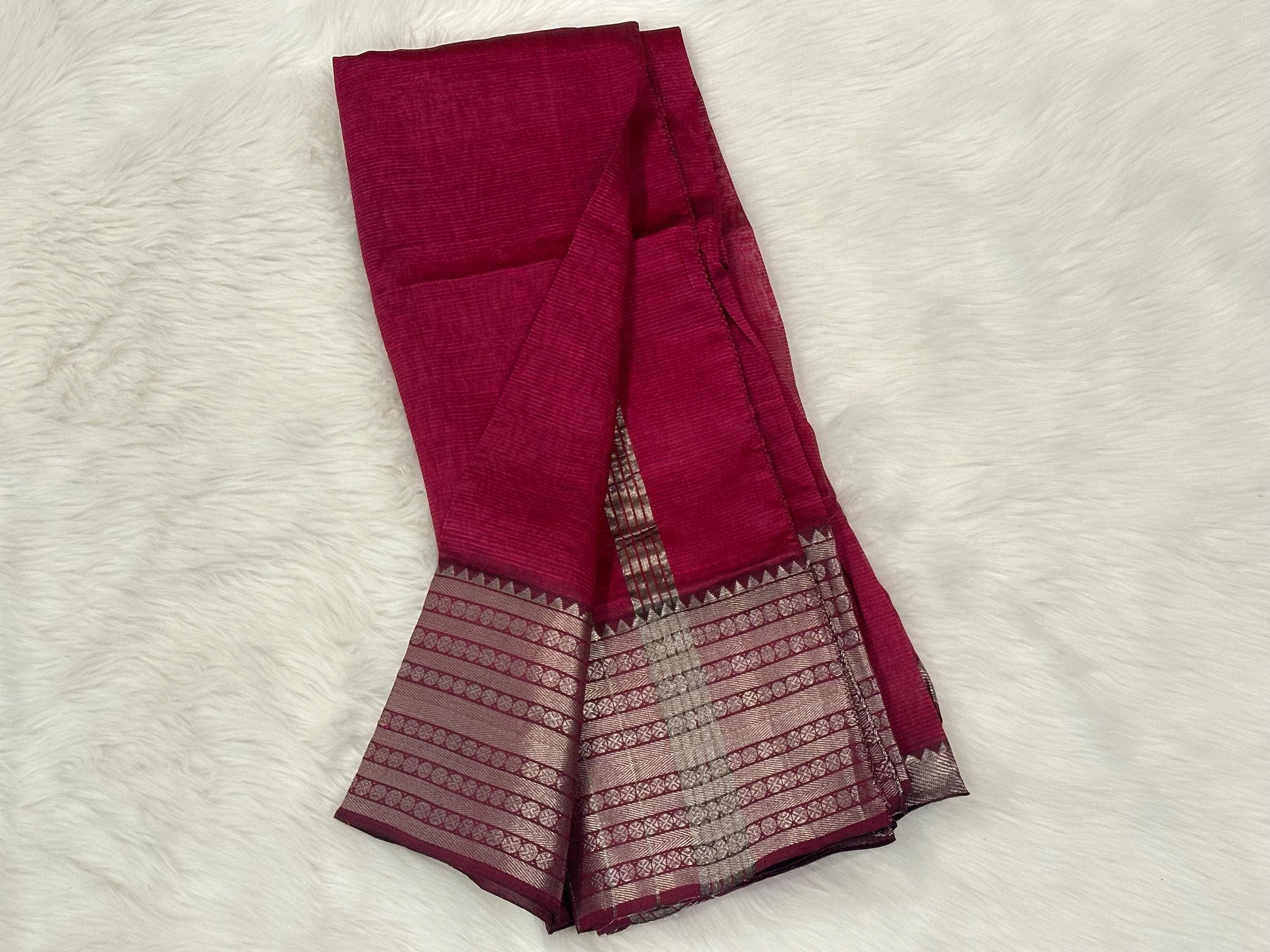 Pure Mangalagiri Handloom Pattu Saree – Indian Silk Weave (No Blouse Piece) — view 3