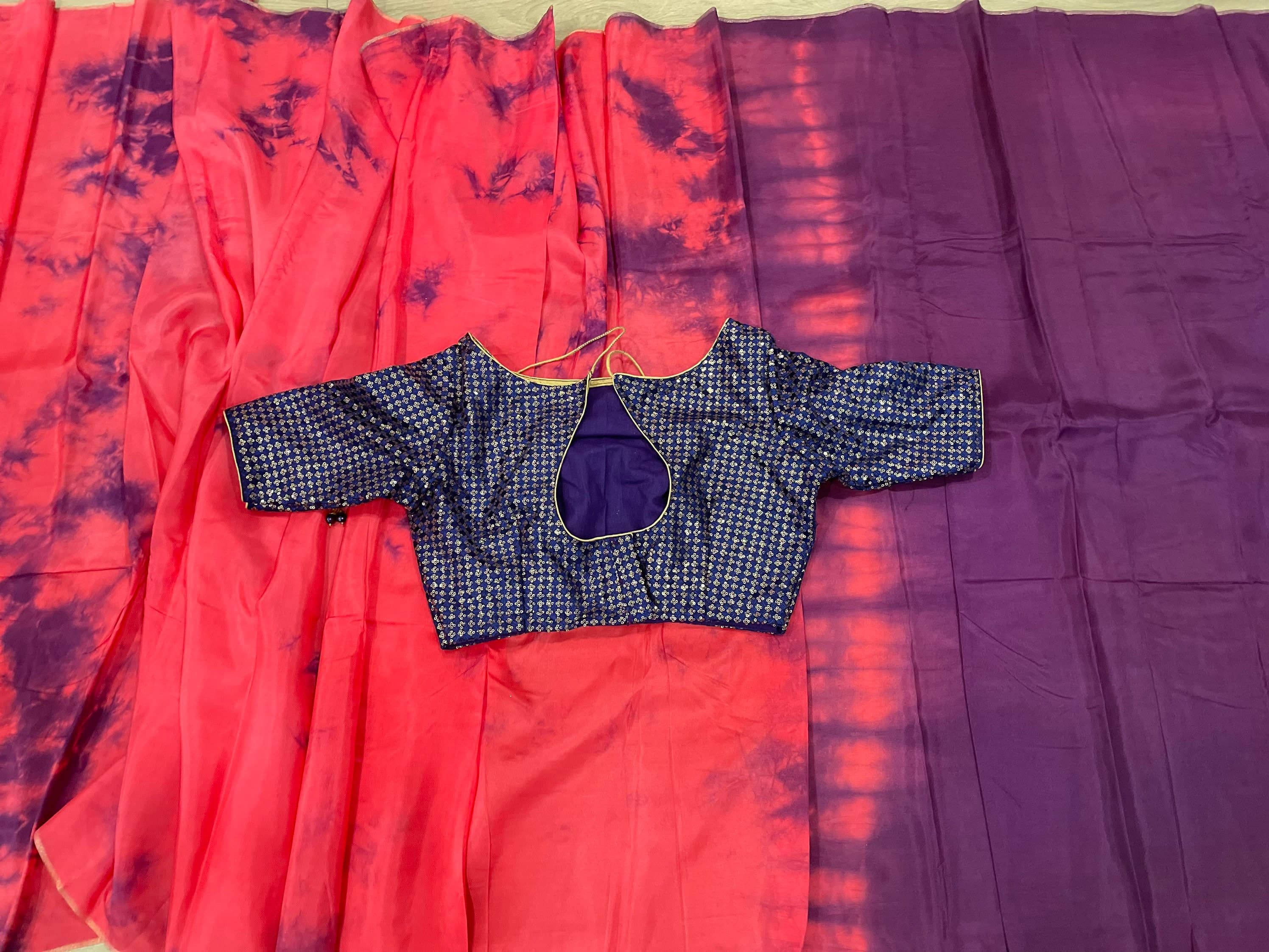 Uppada Crepe Shibori Saree With Stitched Sequin Blouse — view 3