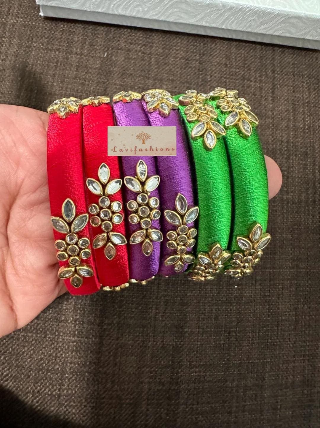 Handmade Silk Thread Bangles | Indian Wedding Jewelry | Saree Accessories | Bridal Bangles | Festive Gift for Her | Kundan Bangles — view 5