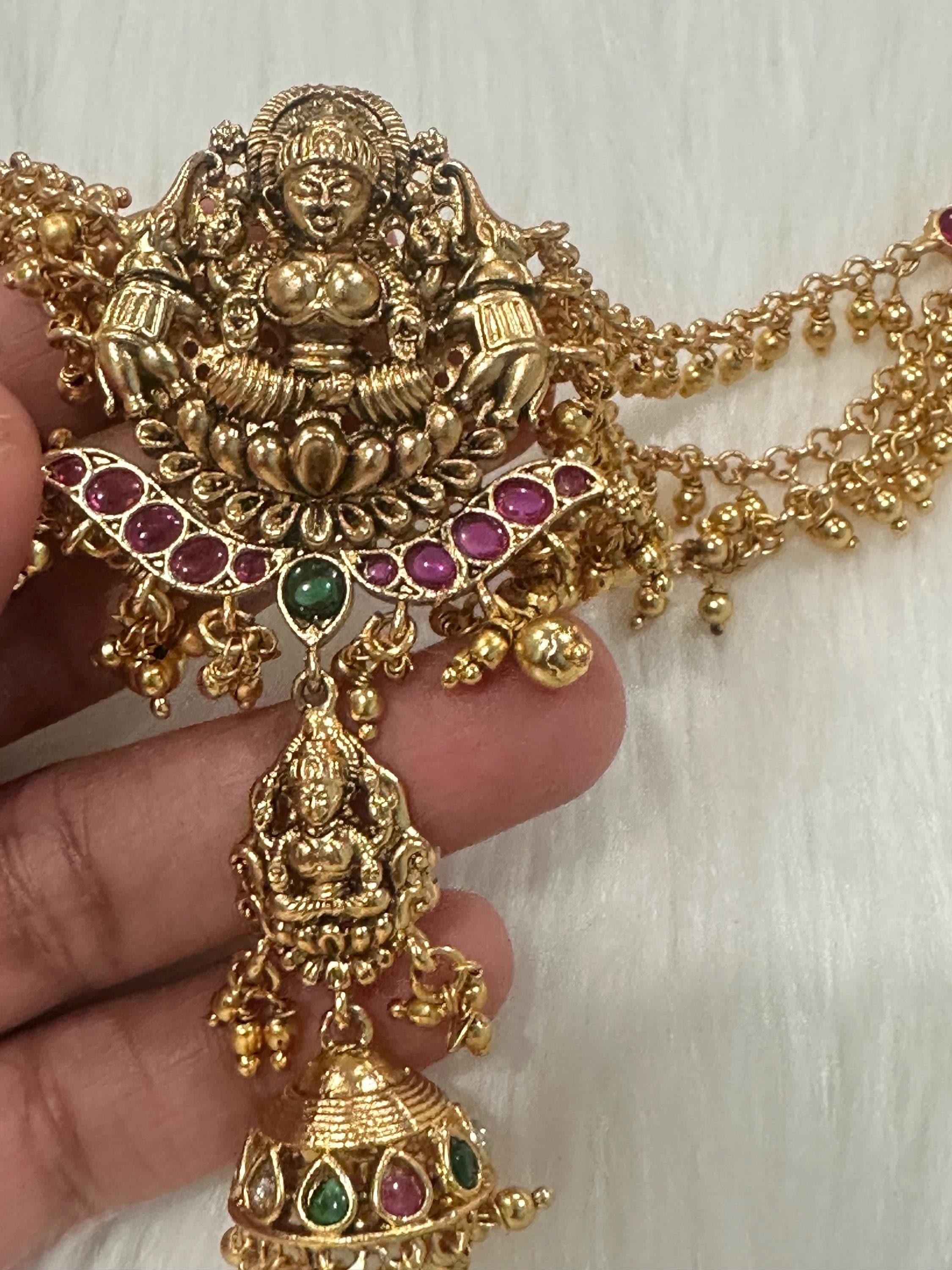 Kemp Hair Pin: Three Layered Pearl Bun Billa, Traditional Indian Jewelry — view 6