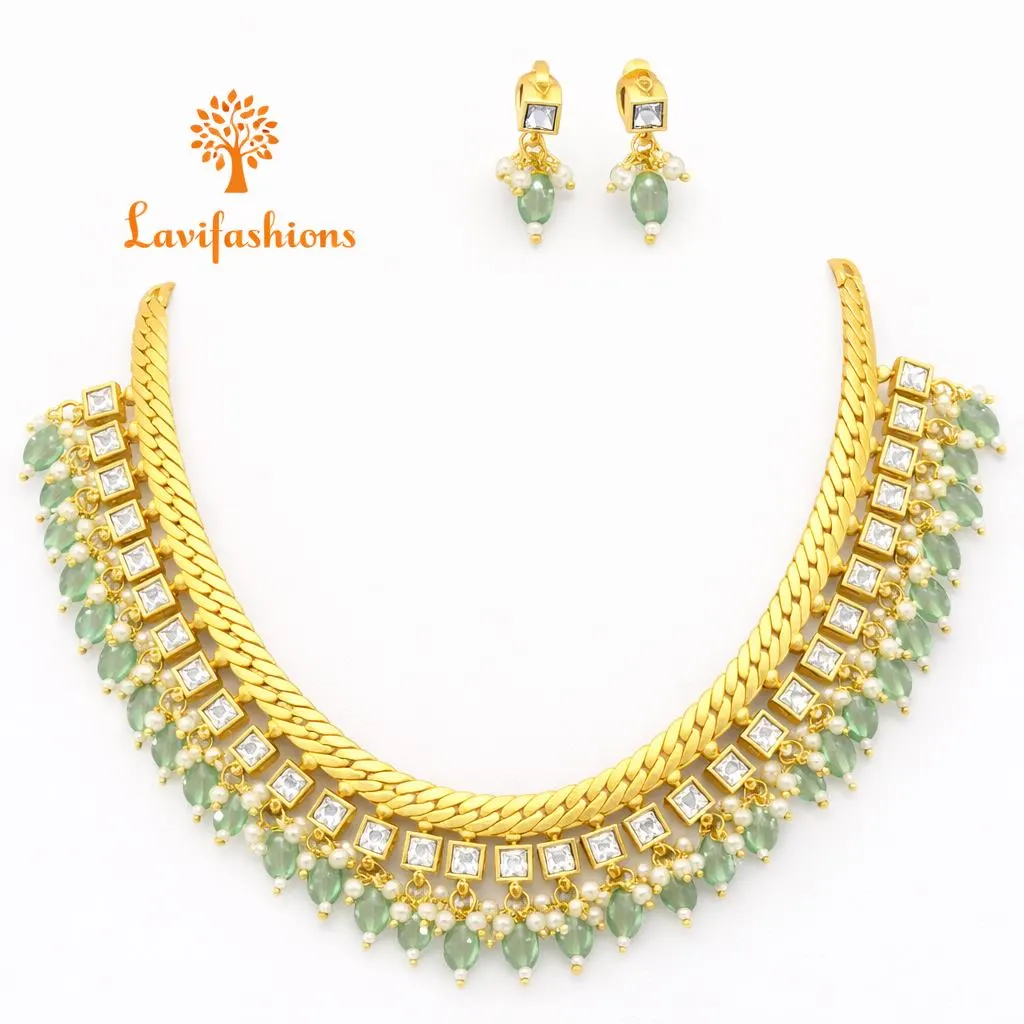 Jadau Kundan Necklace With Earrings — view 1