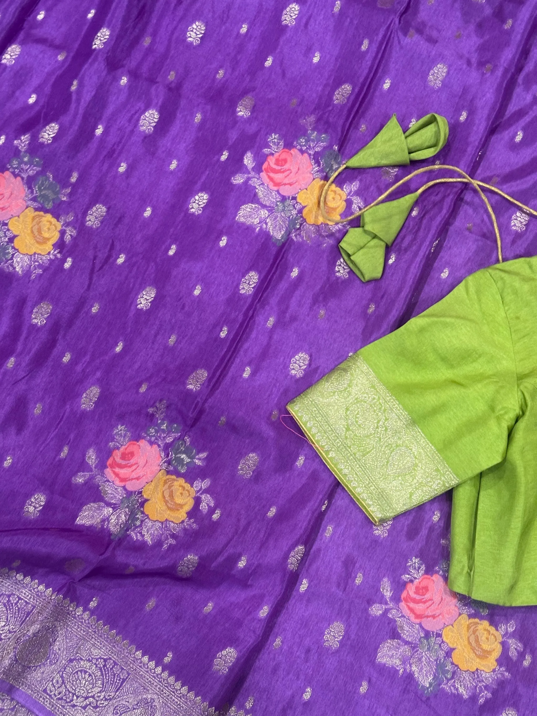 Chinon Mashru Silk Saree With Stitched blouse — view 6