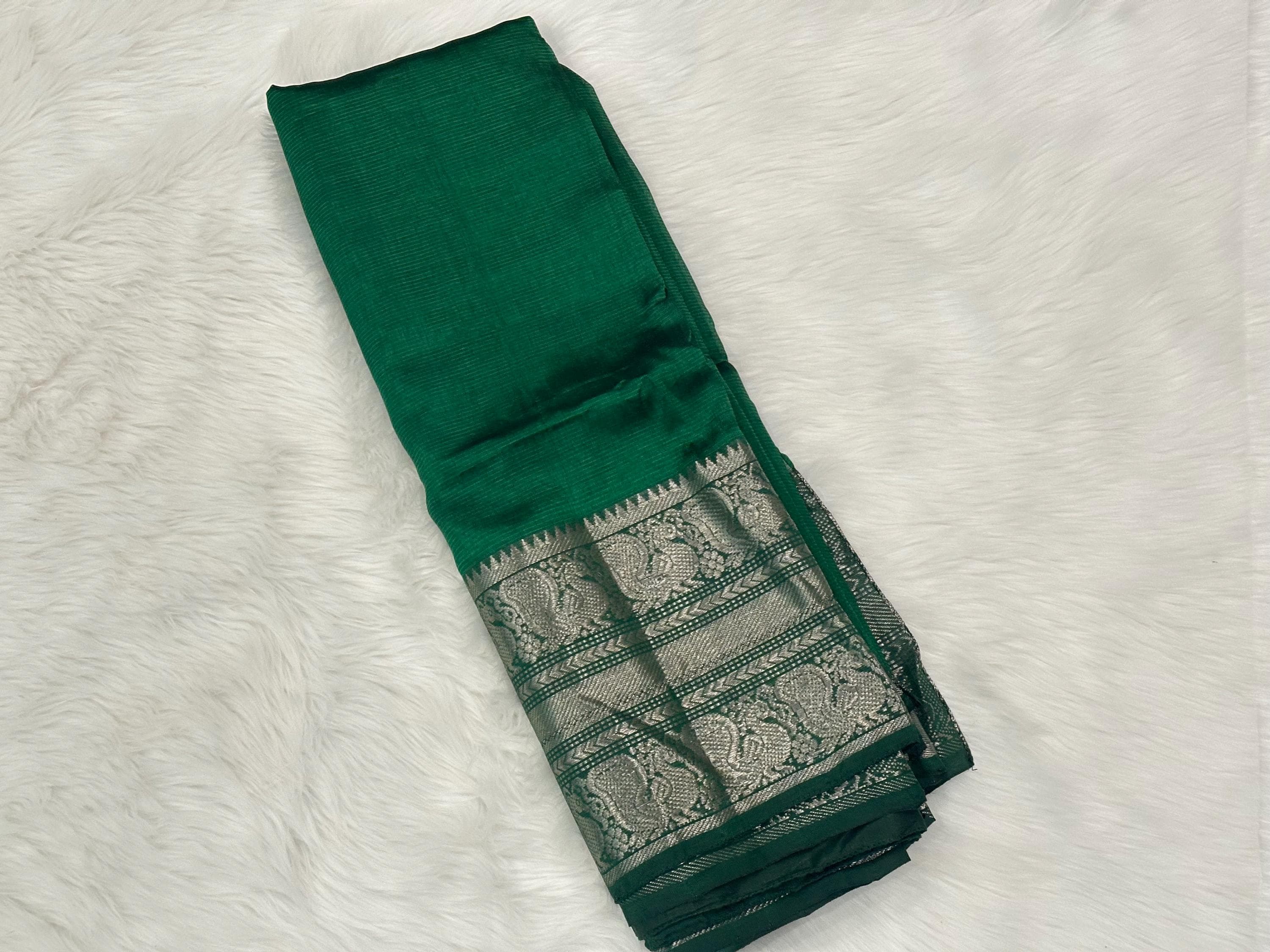 Pure Mangalagiri Handloom Pattu Saree – Indian Silk Weave (No Blouse Piece) — view 5