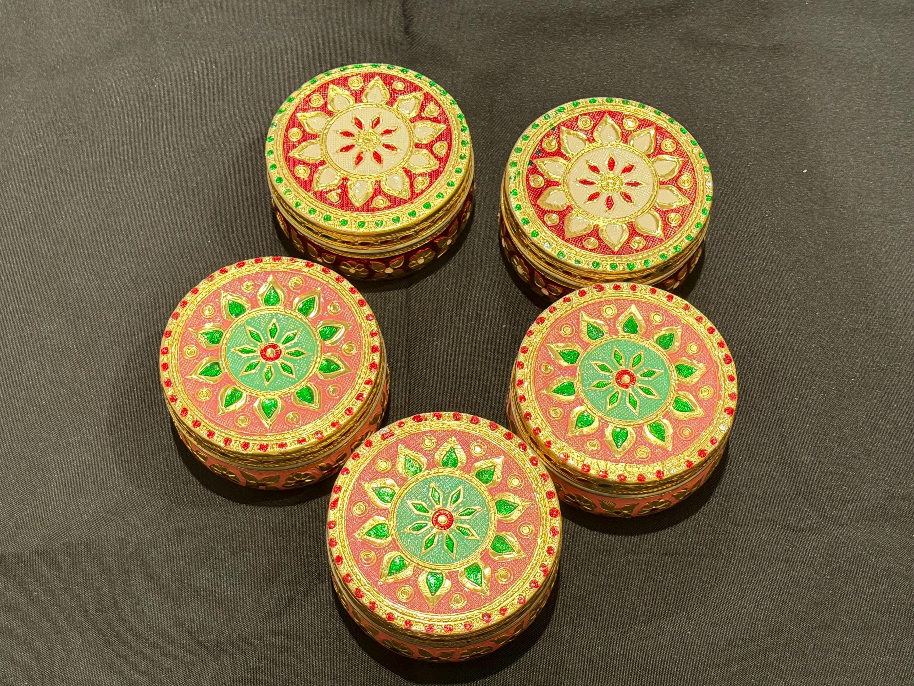 Handcrafted Meenakari Steel Boxes – Decorative Indian Containers (Pack of 5) — view 4